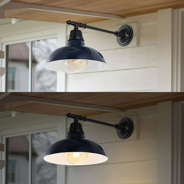 Wallace 12.25" Farmhouse Industrial Indoor/Outdoor Iron LED Victorian Arm Outdoor Sconce